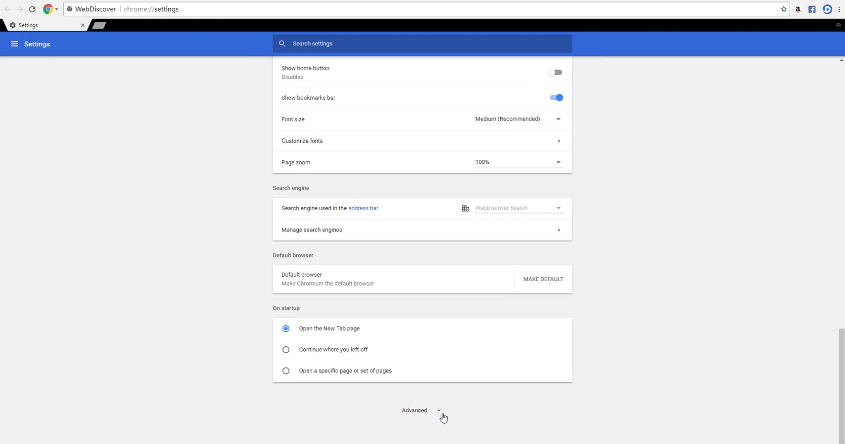 WebDiscover tray menu